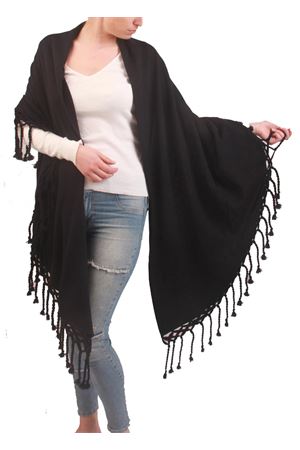 Scialle in lana artigianale con frange blu Art Tricot | SCIALLE GRANDE FRANGEBLU
